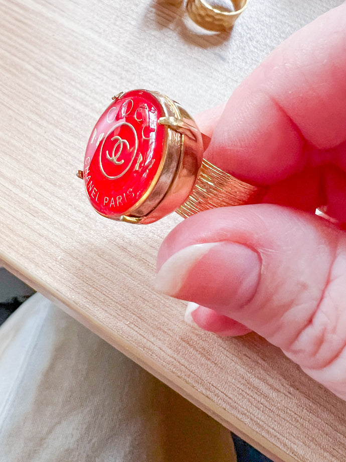 Red Button Ring