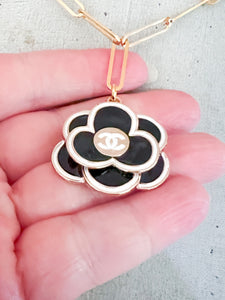 Designer Black/White Flower Necklace