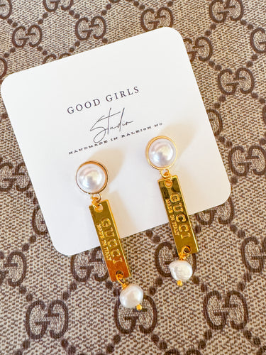 Pearl GG Hardware Earrings