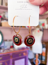 Load image into Gallery viewer, GG Button Hoop Earrings