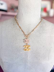 Designer Gold & Pearl Charm Necklace