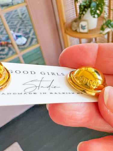 GG Gold Dome Button Earrings