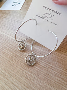 Silver Designer hoop earring
