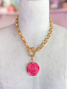 Designer Hot Pink Charm Necklace