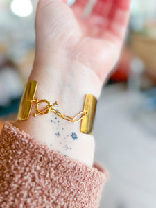 Large Designer Pearl and Gold Cuff Bracelet