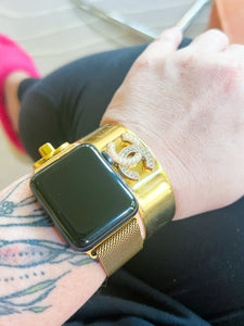 Designer Pearl and Rhinestone Gold Cuff Bracelet