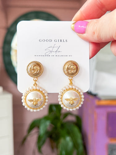 Pearl Bee GG Button Earrings