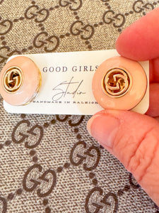 GG Light Pink Button Earrings