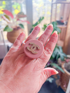 Blush Acrylic Button Ring