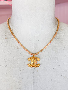 Designer “Quilted” Gold Button Necklace