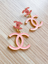 Load image into Gallery viewer, Pink Button Dangle Earrings