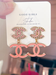 Designer Charm Pink Double Earrings