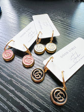 Load image into Gallery viewer, Mini GG Button Hoop Earrings