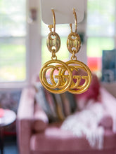 Load image into Gallery viewer, Gold GG Button Hoop Earrings