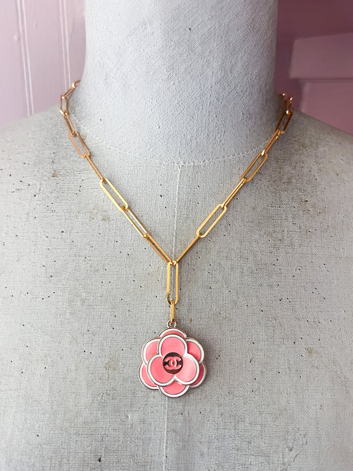 Designer Pink Flower Necklace