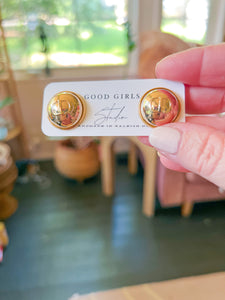 Dior Gold Button Earrings