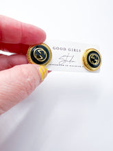 Load image into Gallery viewer, Black GG Button Stud Earrings