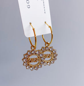 Dior Rhinestone Huggie Hoop Earrings
